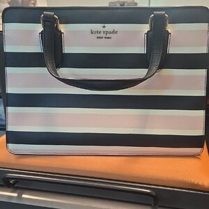 Kate Spade Black and Pink Striped Crossbody Bag